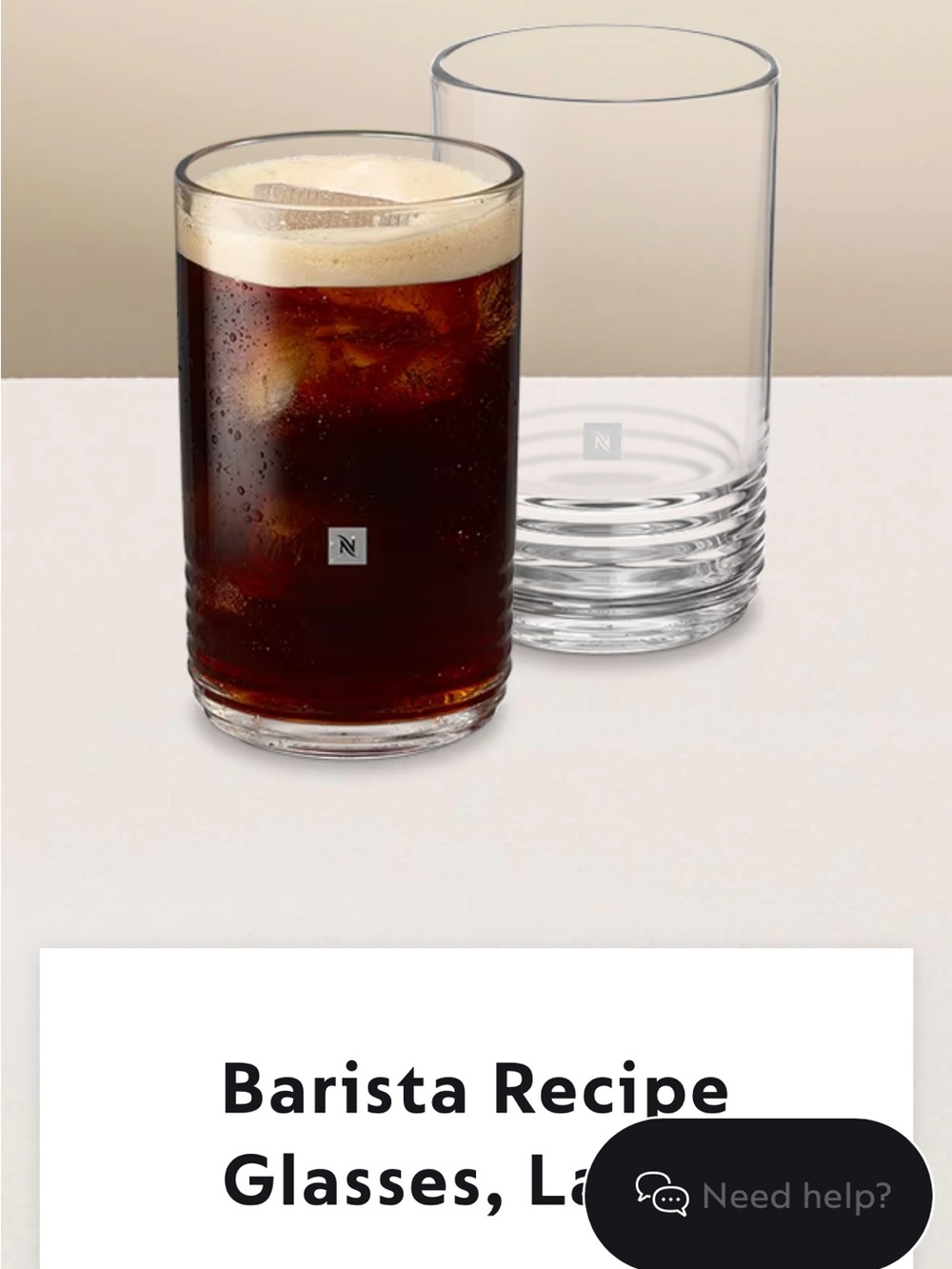 Set of 2 Nespresso large Barista Big Game glasses.